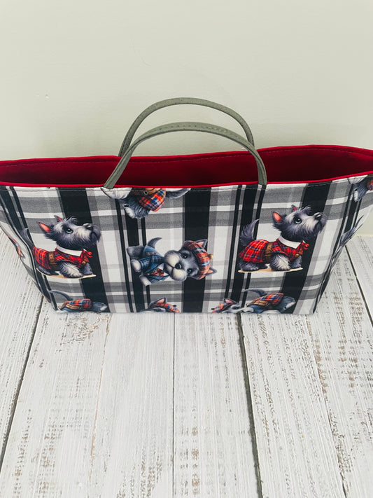 SCOTTIE DOGS   ....MINI TOTE BAG   WITH CORK HANDLES...CUSTOM PRINT
