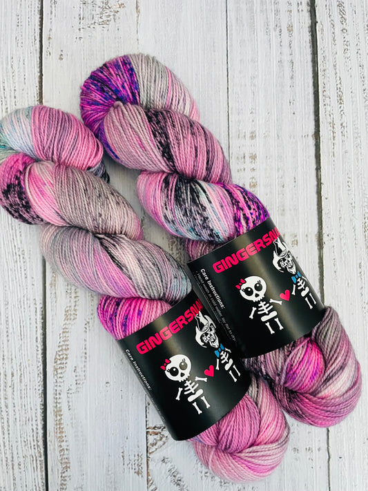 OOAK LUSH FINGERING 2 PLY ...BLACK LIGHT REACTIVE