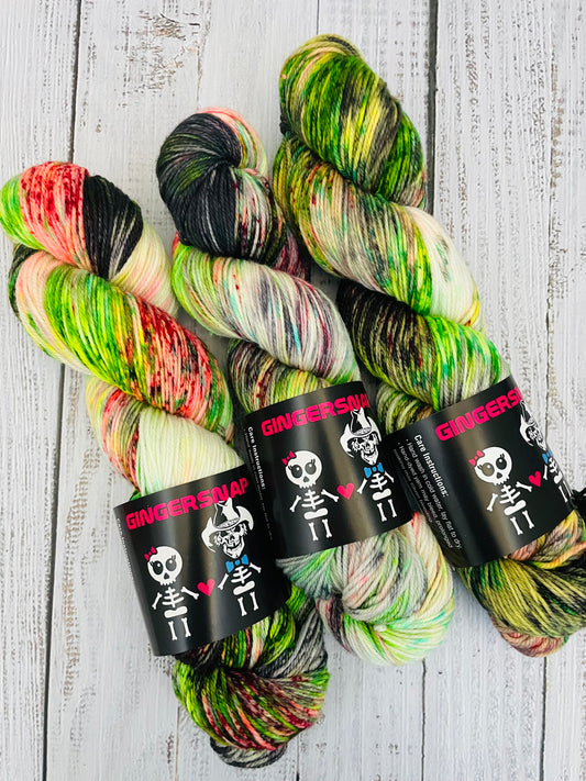 RADIOACTIVE REMAINS ....SOFT SOCK FINGERING WEIGHT ...BLACK LIGHT REACTIVE