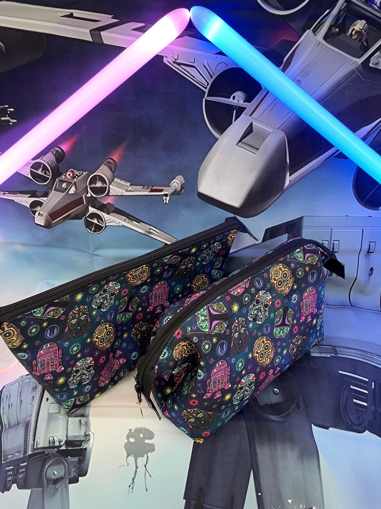 COLOURFUL DROIDS .... Small wire frame bag..CUSTOM PRINT