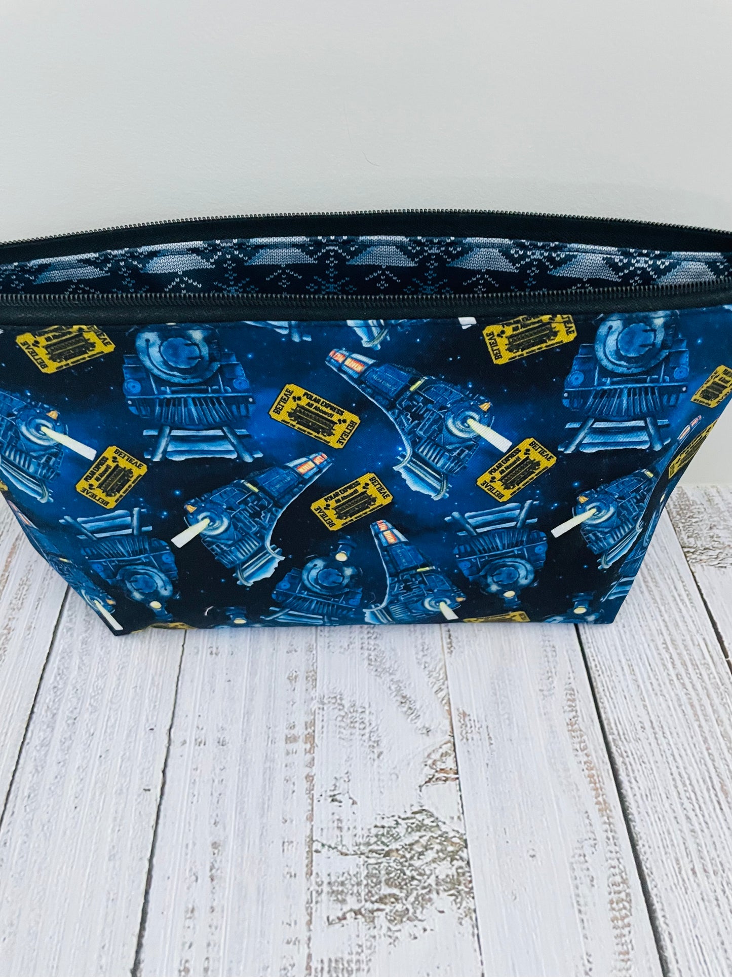 HOLIDAY TRAIN   Lifestyle bag (soft no wire  , but interfaced) CUSTOM PRINT