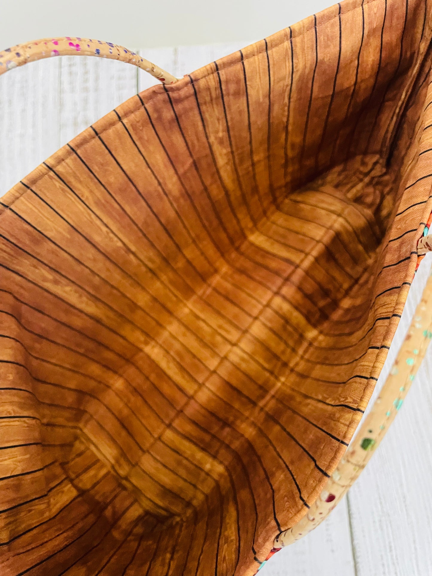 LETS BAKE   ....MIDSIZE TOTE BAG   WITH CORK HANDLES ...CUSTOM PRINT