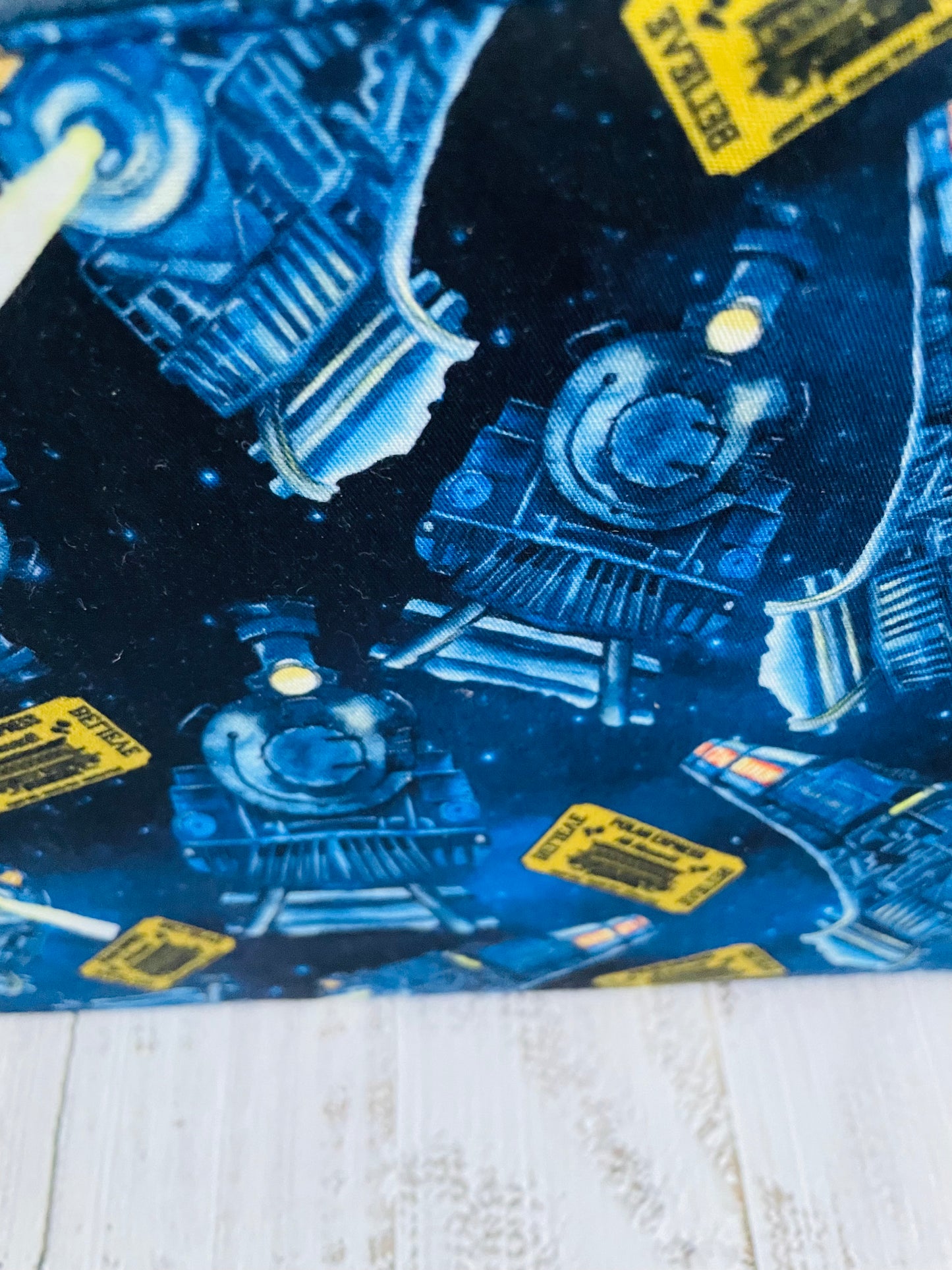 HOLIDAY TRAIN   ....MIDSIZE TOTE BAG   WITH CORK HANDLES ...CUSTOM PRINT