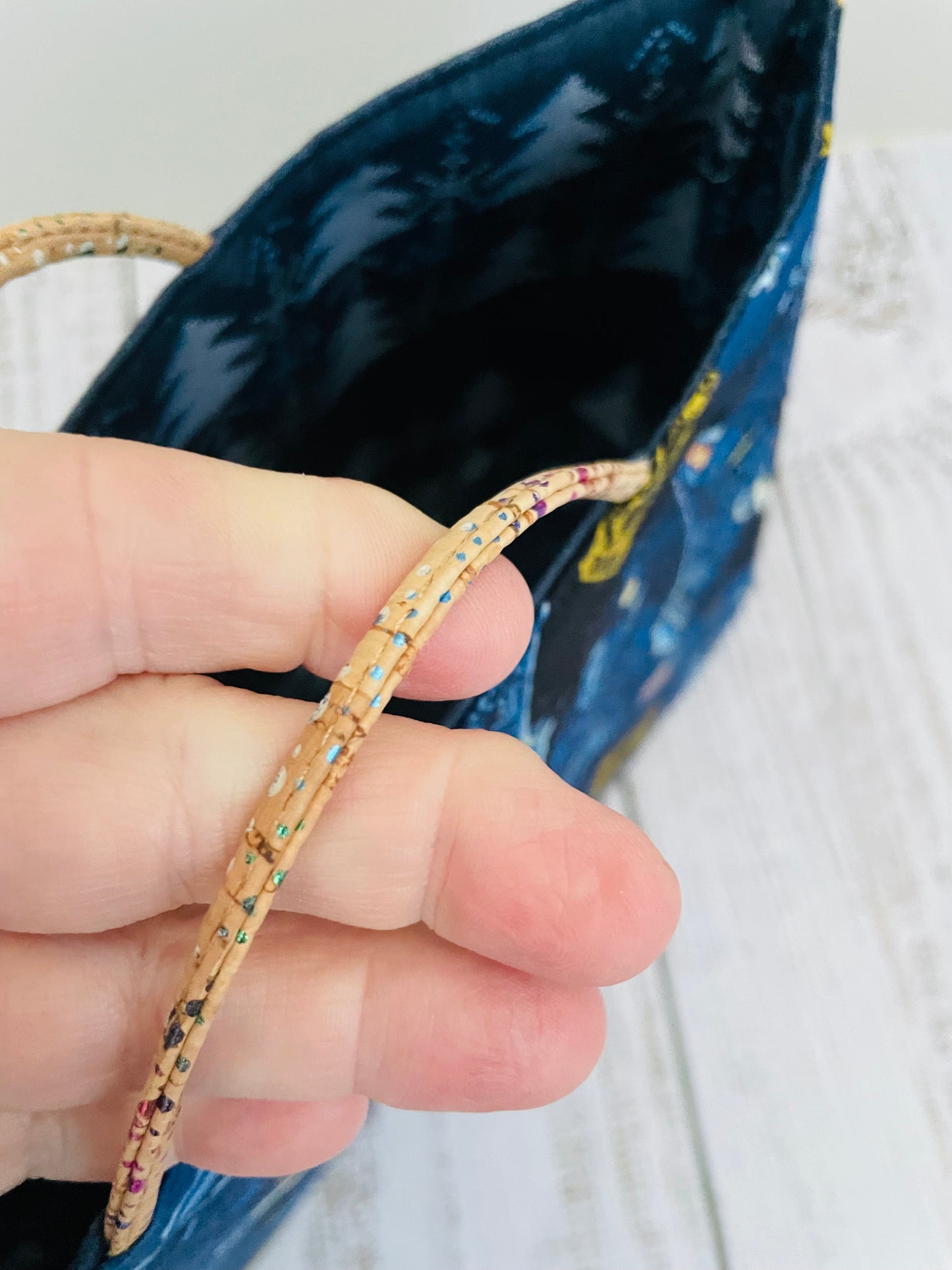 HOLIDAY TRAIN   ....MIDSIZE TOTE BAG   WITH CORK HANDLES ...CUSTOM PRINT