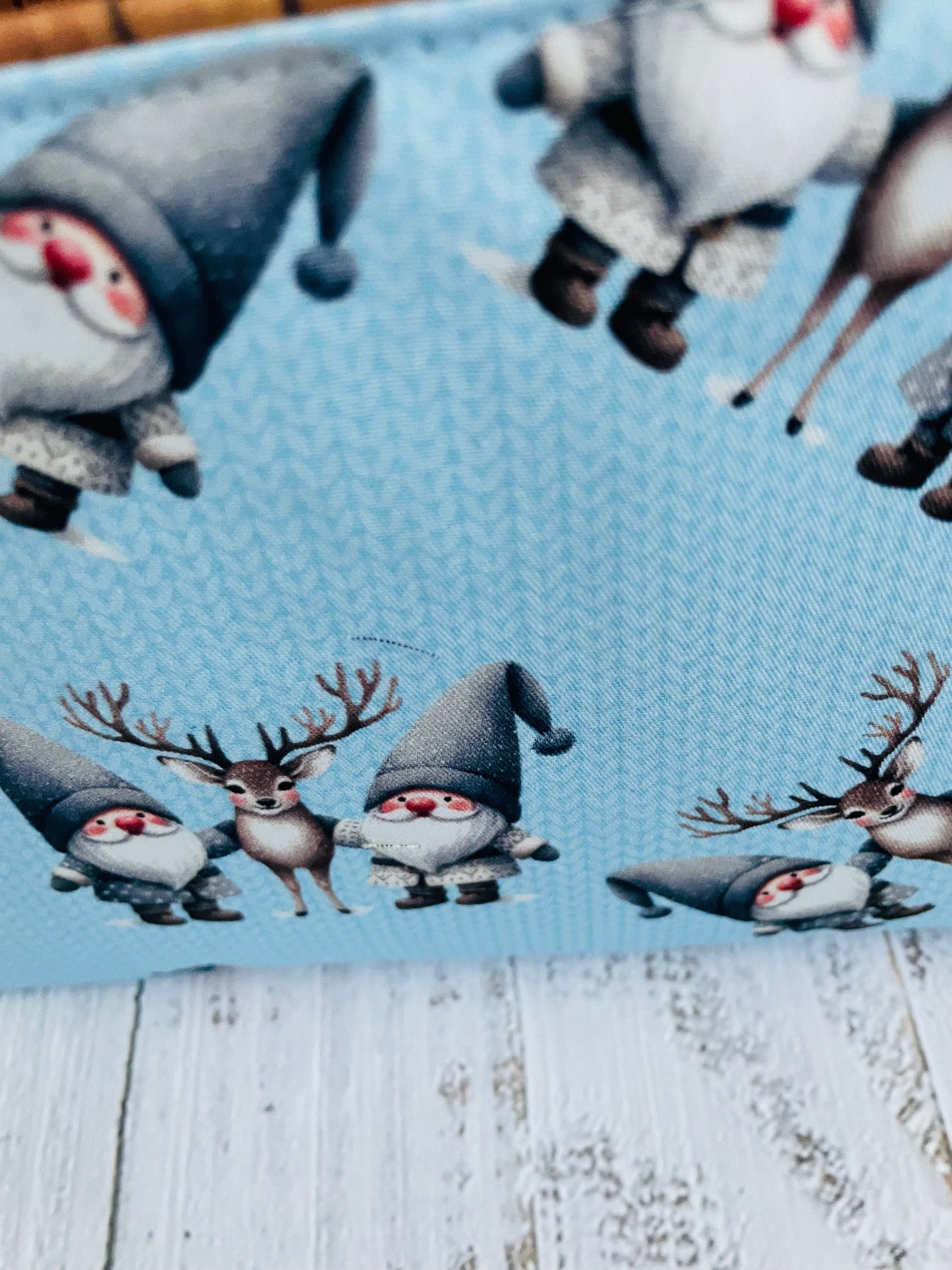 WINTER VIBES (GNOMES)  ....MINI TOTE BAG   WITH CORK HANDLES ...CUSTOM PRINT