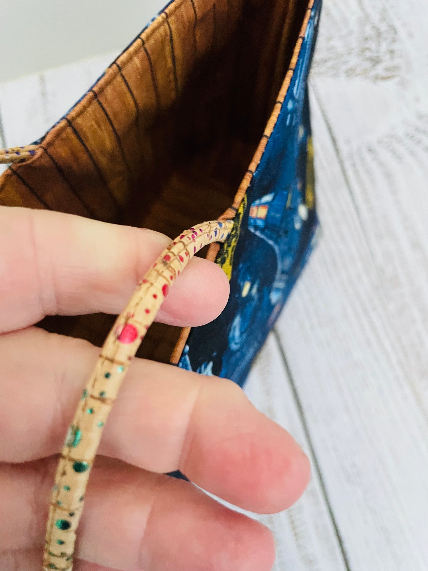 HOLIDAY TRAIN  ....MINI TOTE BAG   WITH CORK HANDLES ...CUSTOM PRINT