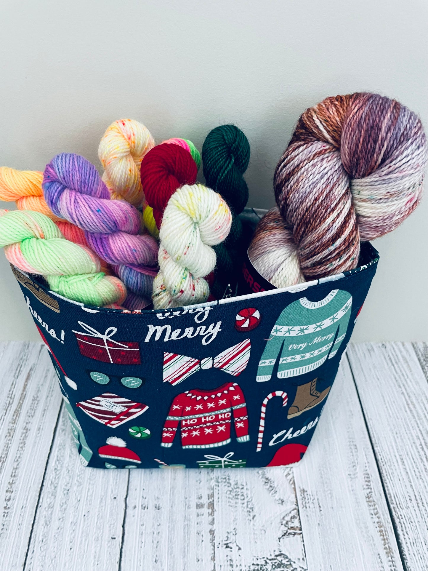 COLOURWORK GNOMES 2 ( DARK GREY BACKGROUND)  STITCH & STORE BOWL