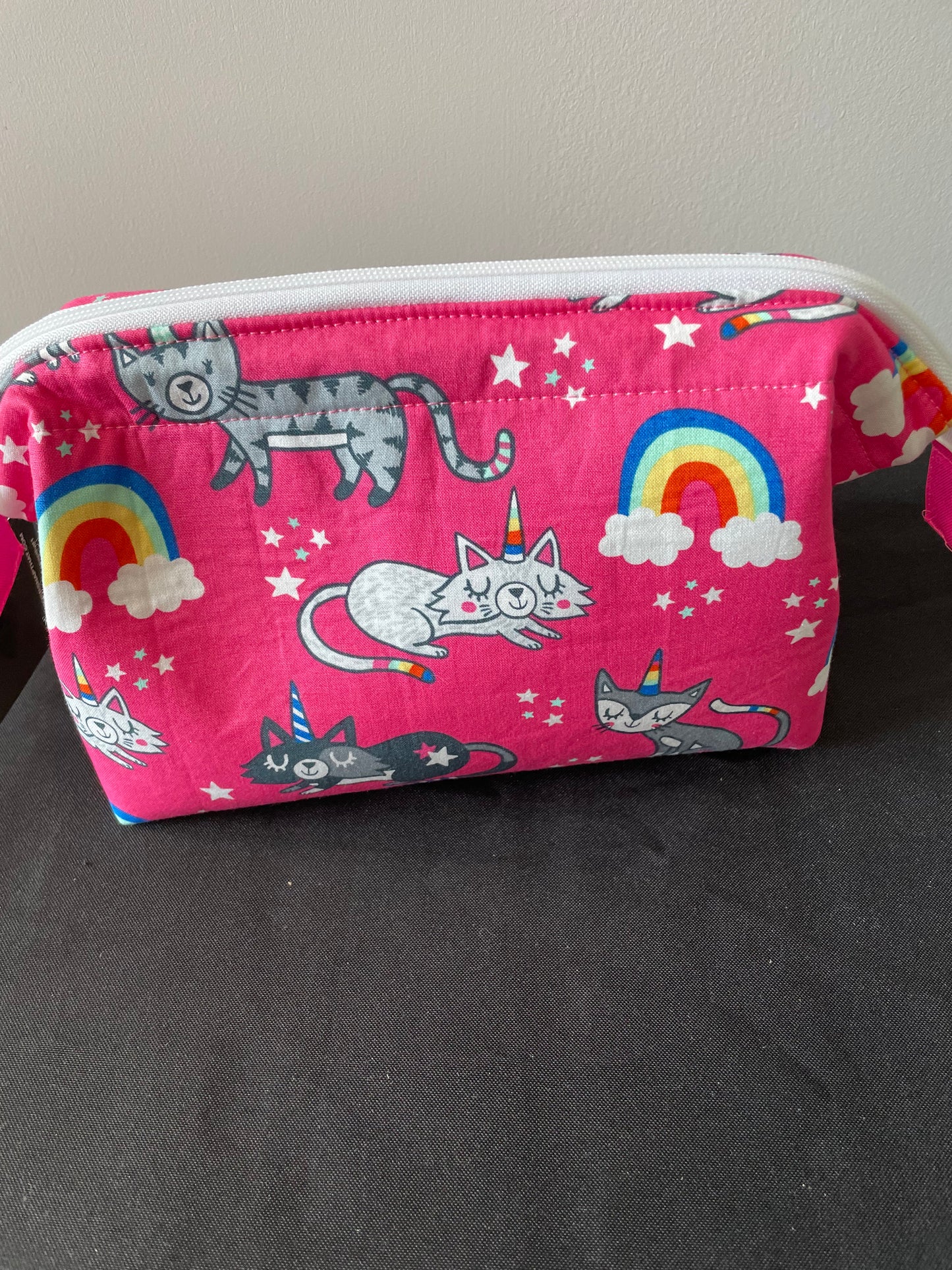 RAINBOW KITTY   Small wire frame bag...CUSTOM PRINT