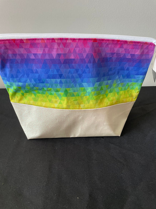 RAINBOW PRISM   .. Lifestyle plus  bag (soft no wire  , but interfaced ) WHITE SPARKLE VINY L BOTTOM
