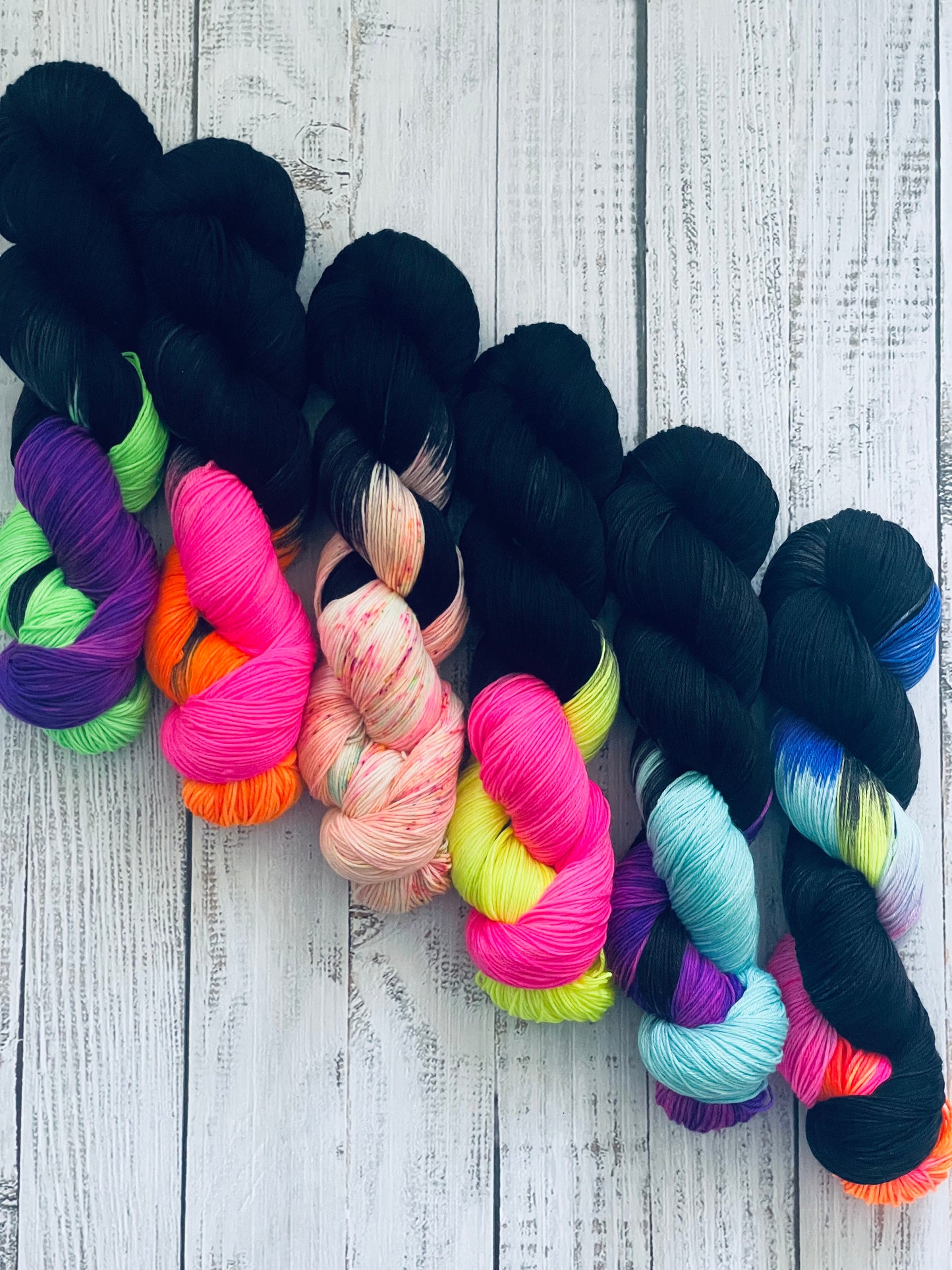 NEON RIOT COLLECTION ON PLUSH FINGERING  ….CHOOSE COLOURWAY AND BASE FROM MENU