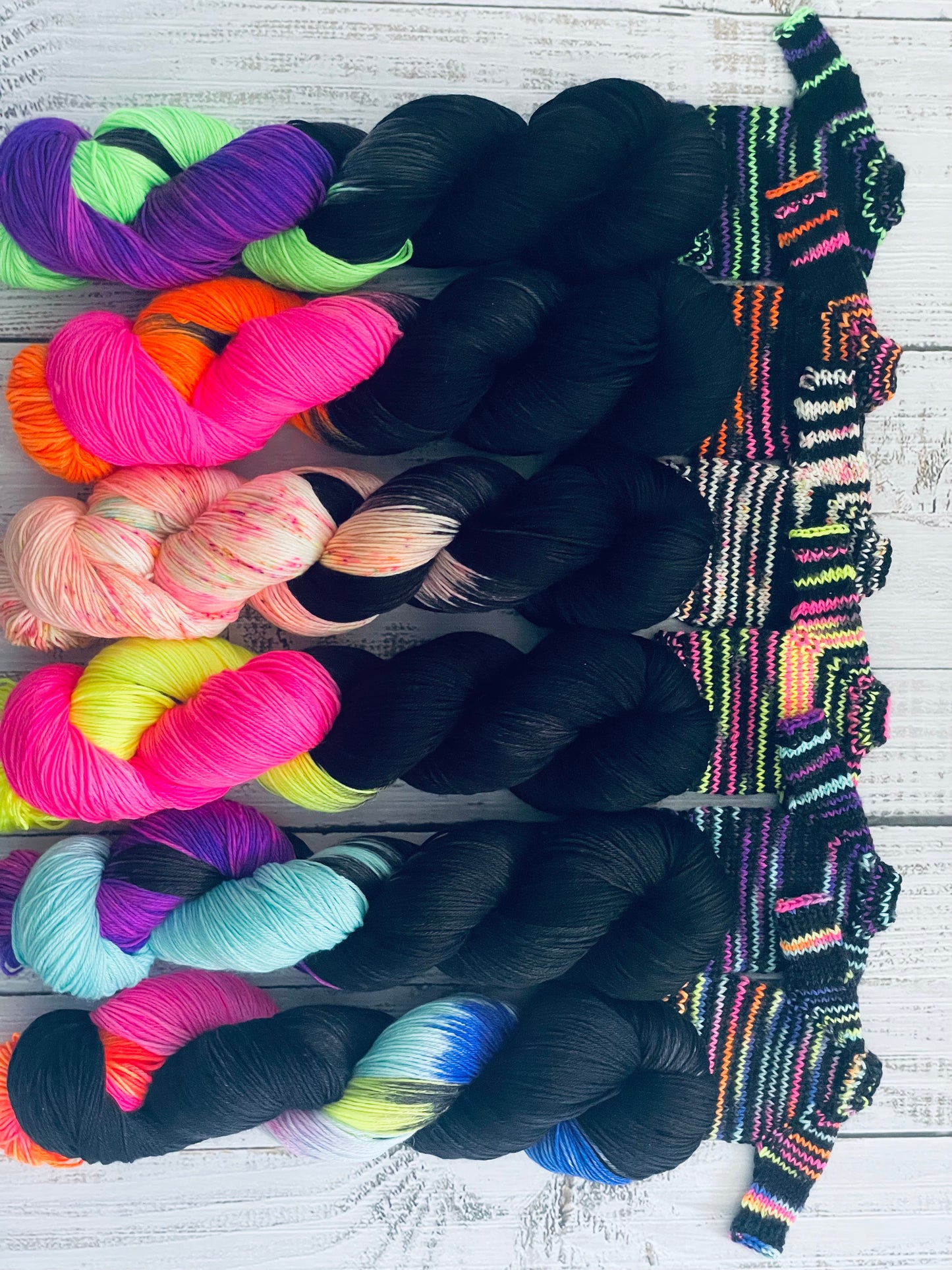 NEON RIOT COLLECTION ON PLUSH FINGERING  ….CHOOSE COLOURWAY AND BASE FROM MENU
