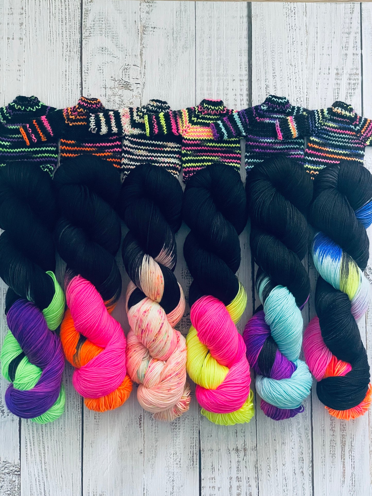 NEON RIOT COLLECTION ON PLUSH FINGERING  ….CHOOSE COLOURWAY AND BASE FROM MENU