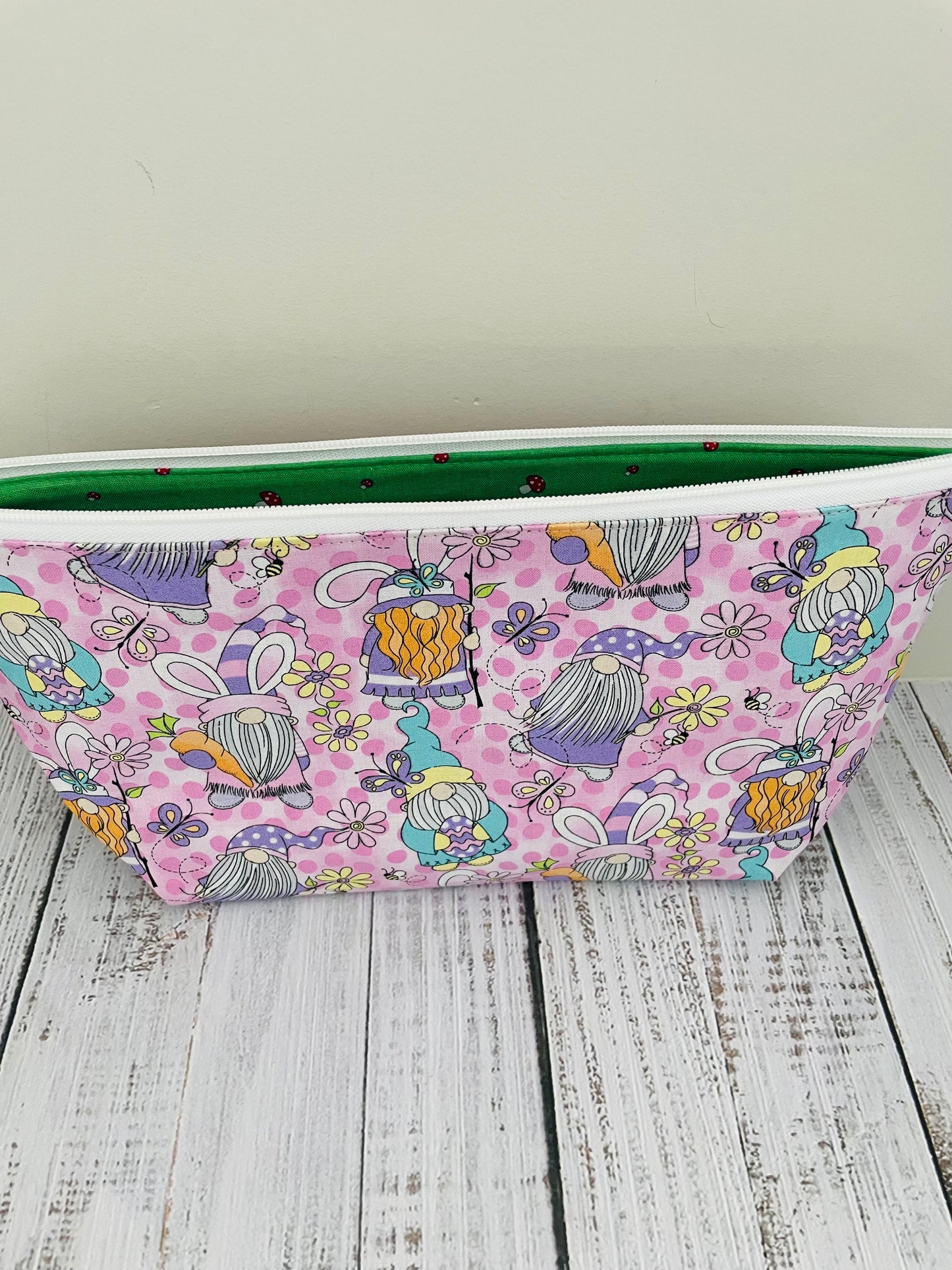 BUNNY GNOME      Lifestyle bag (soft no wire  , but interfaced) CUSTOM PRINT