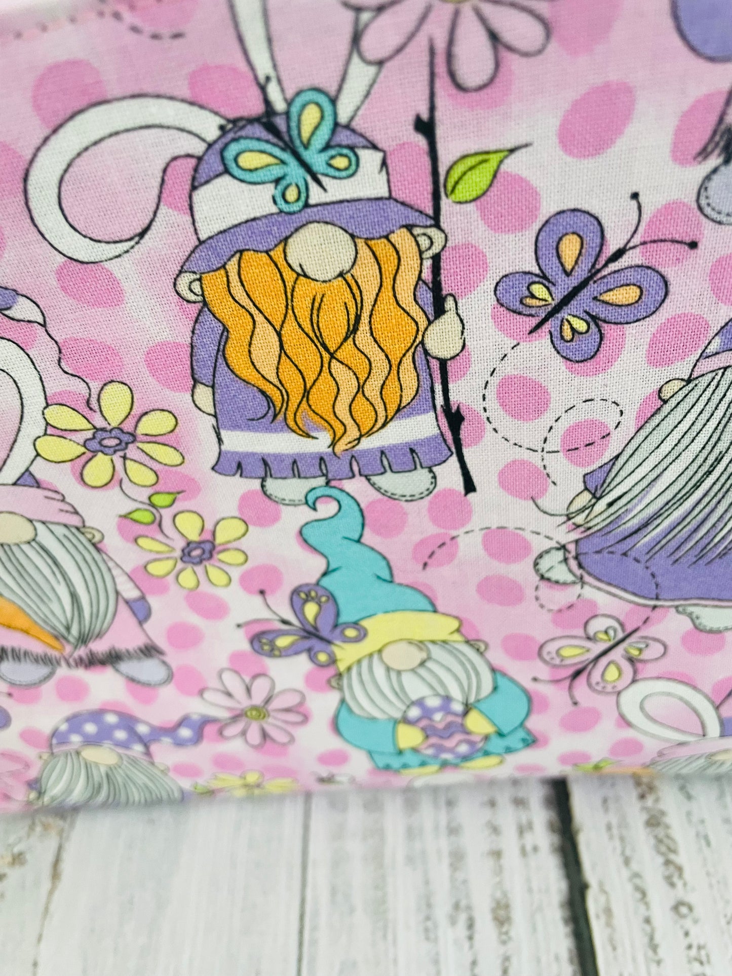 BUNNY GNOME      Lifestyle bag (soft no wire  , but interfaced) CUSTOM PRINT