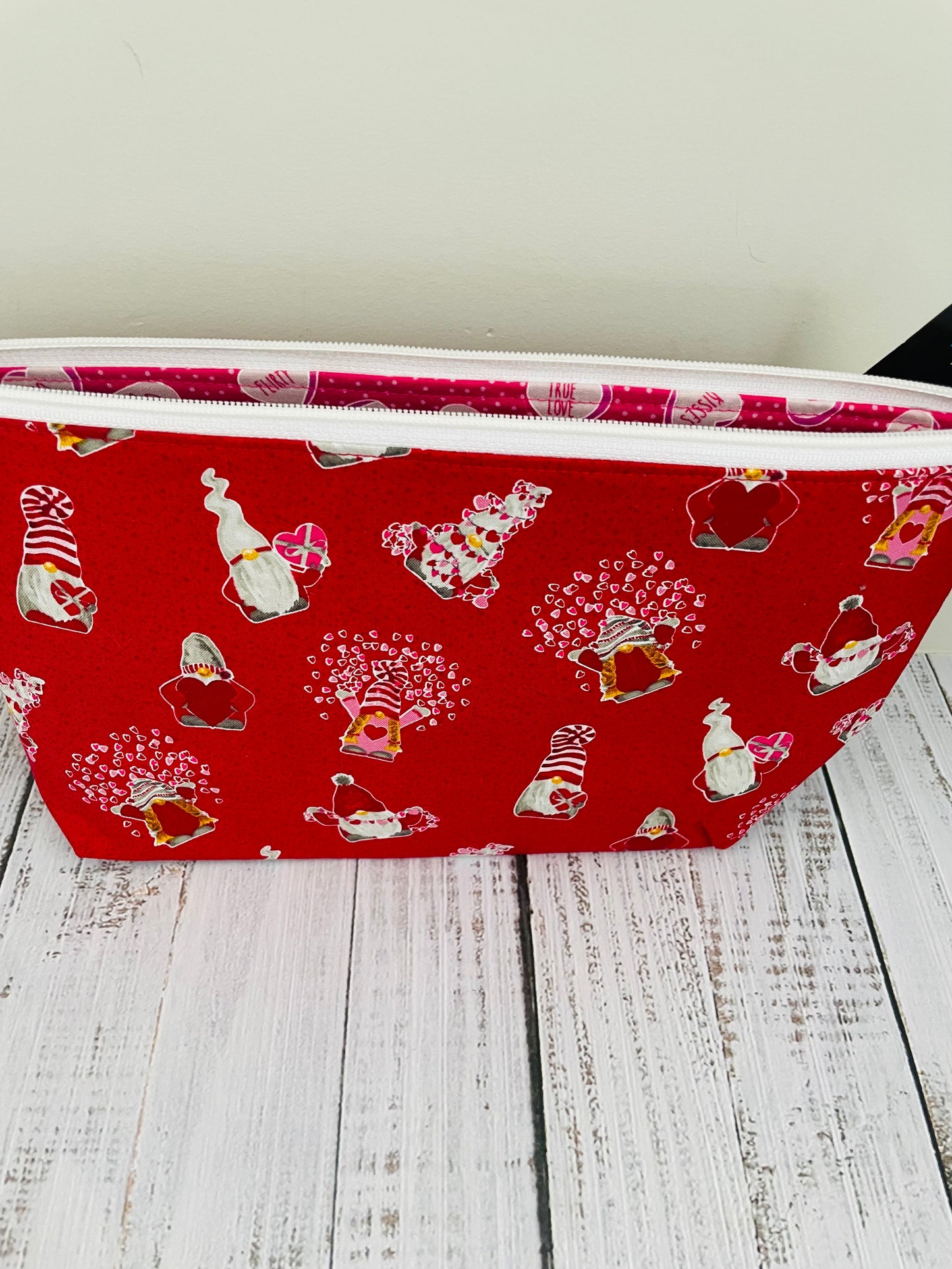 HEART GNOME      Lifestyle bag (soft no wire  , but interfaced) CUSTOM PRINT