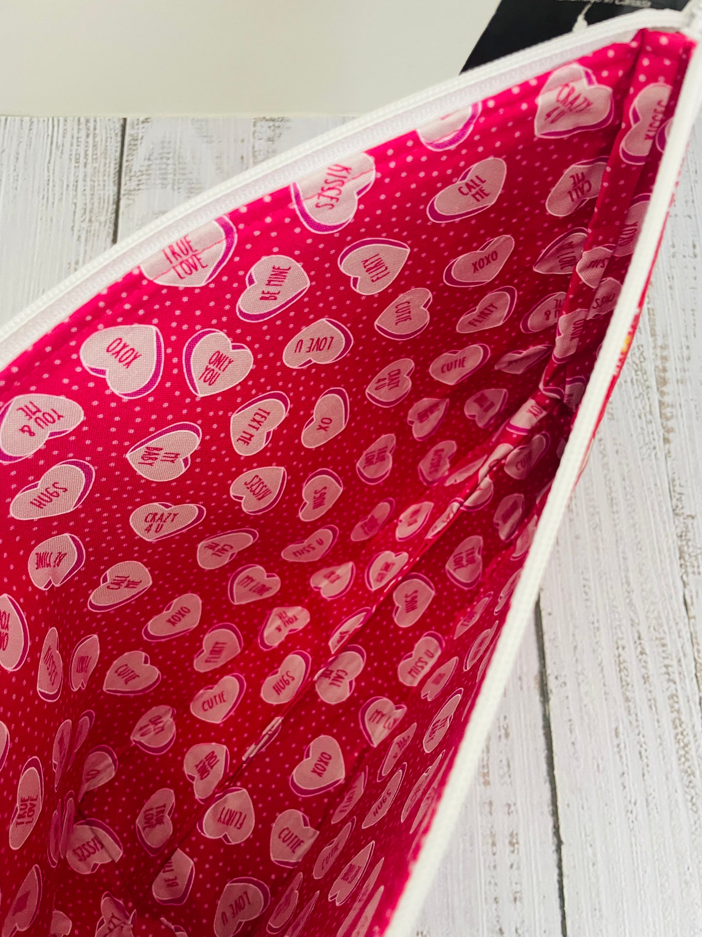 HEART GNOME      Lifestyle bag (soft no wire  , but interfaced) CUSTOM PRINT