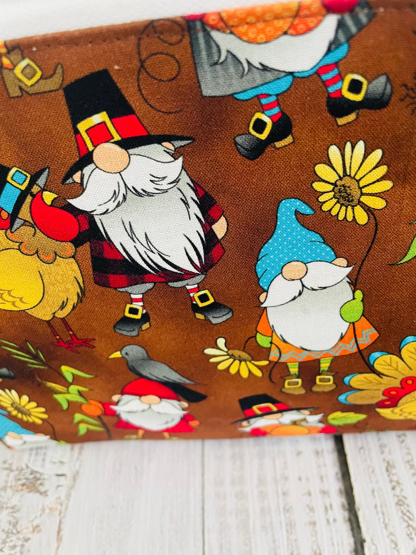 FALL GNOME      Lifestyle bag (soft no wire  , but interfaced) CUSTOM PRINT