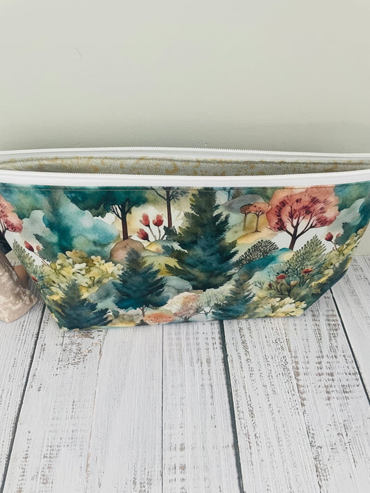 APLINE FOREST Lifestyle bag (soft no wire , but interfaced) CUSTOM PRINT ...HANDCRAFTED BAG BLING WITH PROGRESS KEEPER
