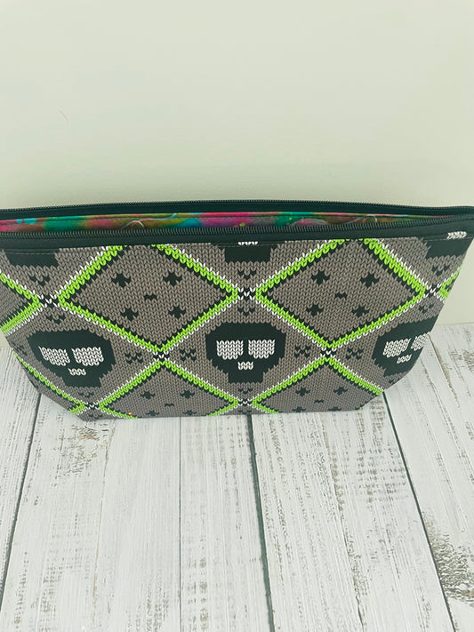 KNITTED SKULL .....Lifestyle bag (soft no wire  , but interfaced) CUSTOM PRINT